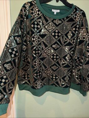 Bee and Be Seen L Beaded Sweatshirt, sequins